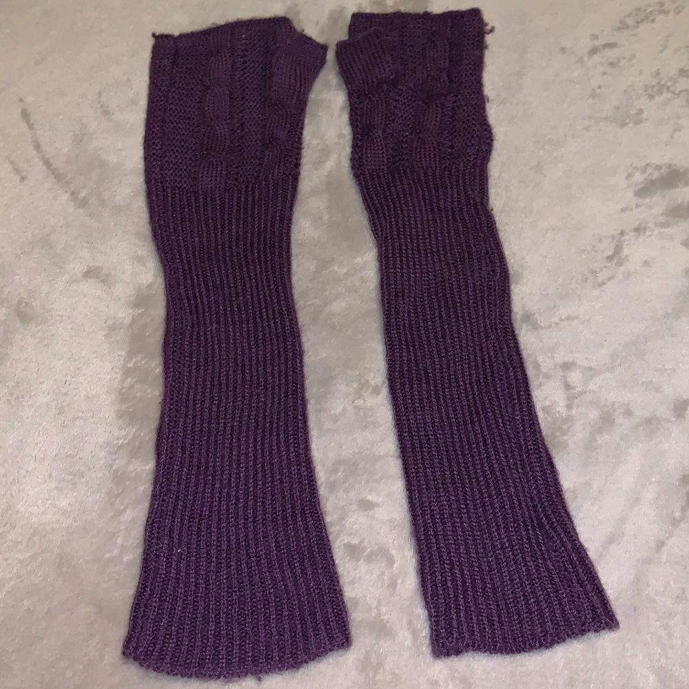Purple Knitted Arm Warmers